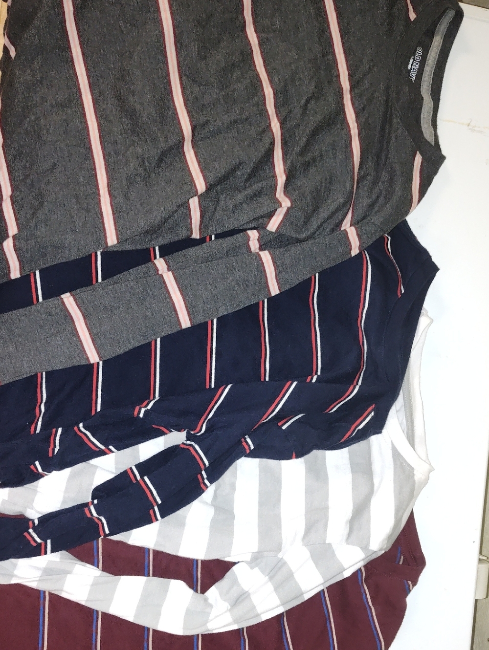 Old Navy Kids Long Sleeve Striped Tees - Gray, Navy, White, Maroon